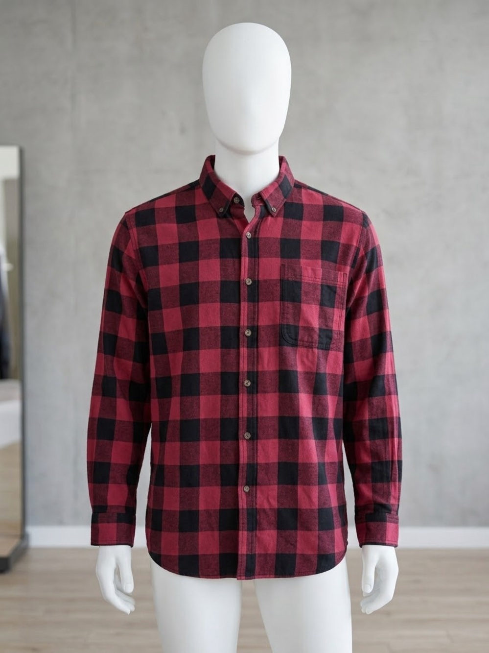 Northwest Territory Red Black Buffalo Plaid Cotton Flannel Shirt XL